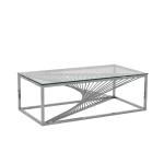 Stable Metal Coffee Table 51x28x30inch Tempered Glass Coffee Table