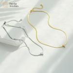 14k Stainless Steel Flat Snake Chain Necklace Cross Diamond Zircon Pendant