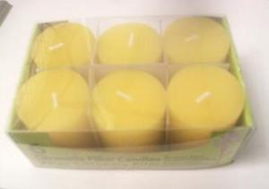 Wholesale 6pk Yellow Citronella scented mini pillar candle with the printed box shrinked from china suppliers