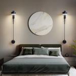 Bedroom atelier Bedside Black Rotation LED art deco lamp bedside light (WH-VR-87