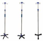 Hospital furniture 4 hooks stainless steel infushion iv pole stand with five