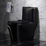 Black Toilet Siphon Flushing Sanitary Ware Toilet