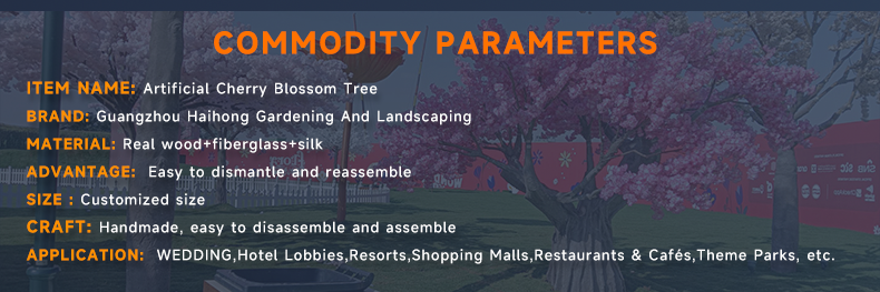 Factory custom realistic artificial cherry tree wedding events decoration high quality pink cherry blossom tree