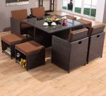 10 Seater Rattan Dining Table Set Wicker Dining Coffee Stack Table Round Sofa