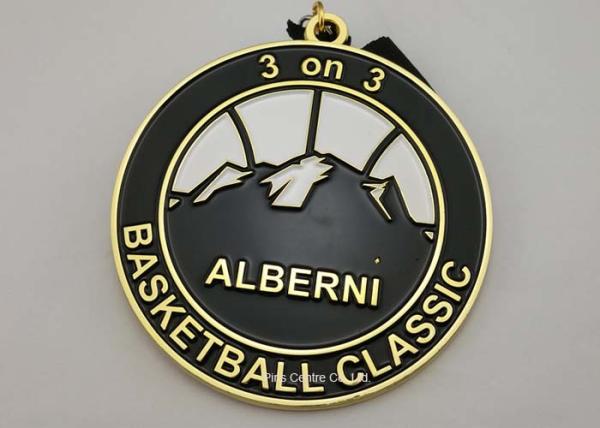 Zinc Alloy Basket Ball Sports Enamel Medal Nickel Plating With 900 * 25 Mm