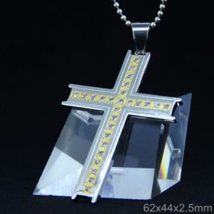 Wholesale Trendy Stainless Steel CZ Crystal Stones Inlay Cross Plus Symbol Necklace Pendant LDC95 from china suppliers