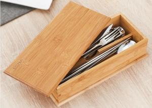 China 0.8cm Natural Color Bamboo Box , Bamboo Recipe Gift Box For Soup Ladle Fork Packaging on sale