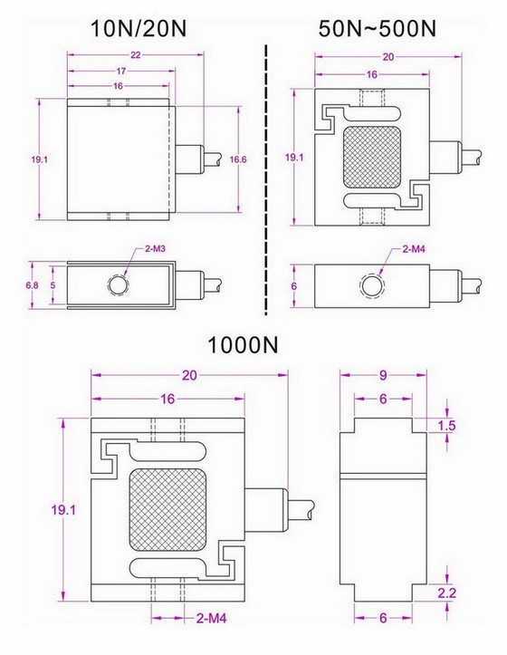 miniature s beam load cell 300N