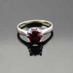 White Gold Plated Silver Round 5.5mm Garnet Cubic Zirconia Engagement Ring(F15)