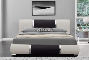 Wholesale Upholstered Full Size Platform Bed, Faux Leather Bedframe with Headboard, Save Space from china suppliers