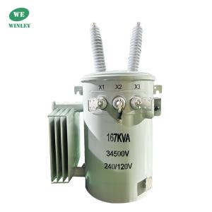 Wholesale 167Kva Single Phase Pole Mounted Transformer Oil Immersed 34.5KV To 240V ANSI IEEE Standards Power Distribution Transformer from china suppliers
