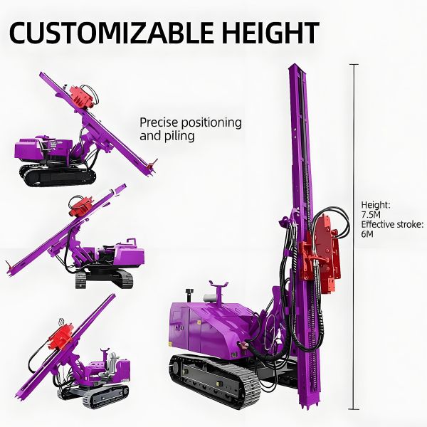 Screw Pile Driver Highway Guardrail Pile Driving Machine High Drilling Speed Pile Drilling Rig