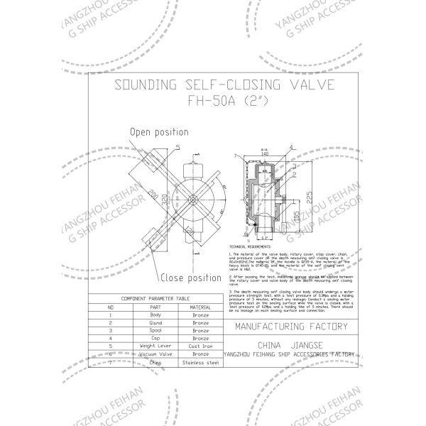 Sounding Self Closing Valve Technical Data For Fh-40a Cb/T3778-99 Sounding Cock Threaded Ends
