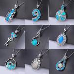 Custom S925 Sterling Blue Opal Necklace Silver Pendant Jewellery