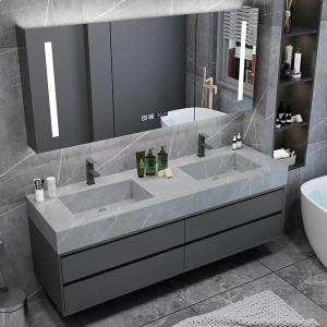 Wholesale OEM/ODM Wall Mount Floating Bathroom Vanity Sink Slate Top Solid Wood from china suppliers
