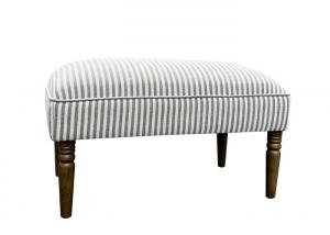 Wholesale Striped Fabric Storage Foot Stool Pipping Design Fabric Ottoman Footstool Wood Legs from china suppliers