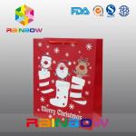 Red Customized Paper Bags Christmas Gift Bag With Red Rope / Cute Printed