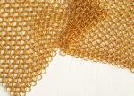 2MM Dia 20mm OD Golden Color Metal Ring Mesh Fabric For Hotel Metallic Curtain