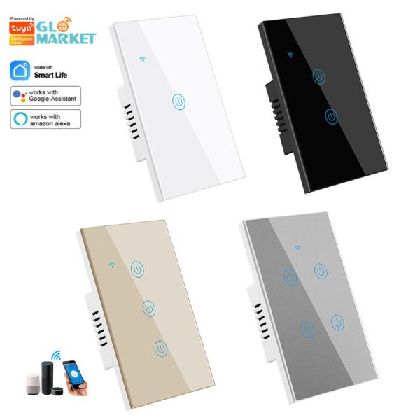 Glomarket New Design Products Tuya Smart Wifi Wall Switch Us Standard Glass