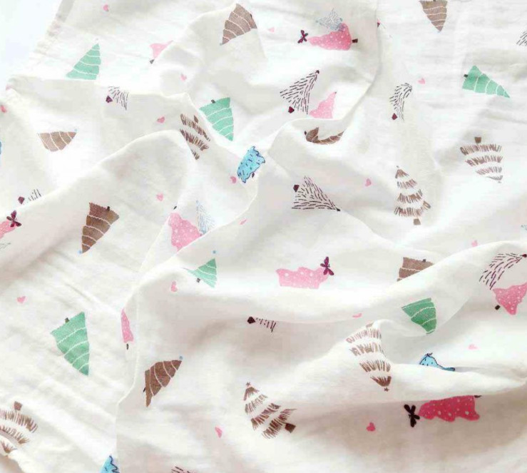 Plain Printed Double Gauze Fabric By The Metre Swaddle Blanket 120X120 Non Irritating