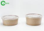 Food Grade Custom Logo Printed Brown Kraft Paper 42oz Noodles Bowls With PP Flat