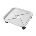 Cement Color Square 23cm Plastic Plant Dish Universal Wheel Tray With Water