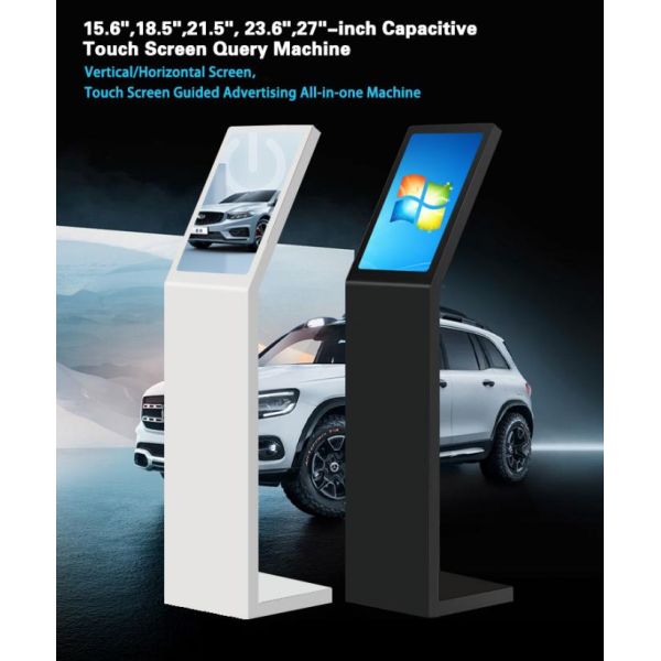 18.5 21.5 Inch Self Service Digital Interactive Information Kiosk L Type Vertical Screen Touch Screen Kiosk White