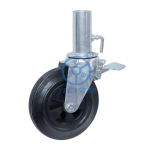 Wholesale Heavy Duty Hollow Stem Scaffolding Wheels With Back Brake 6.5 Inch Diameter Plastic Core Rubber Wheel from china suppliers