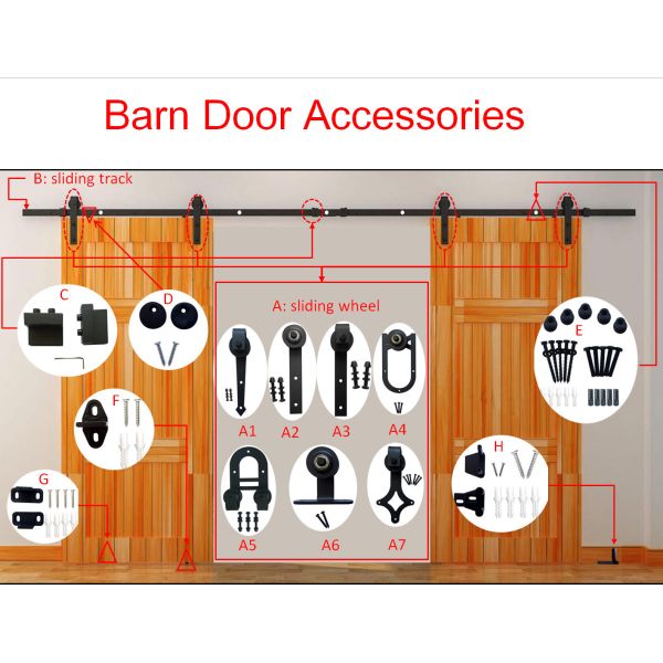 8.8 Ft Barn Door Accessories Modern Gold Front Strap Door Track Set