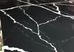 Heat Resistant Calacatta Black Quartz Stone Tops for Kitchen Design