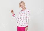 Large Floral Printed Womens Pyjama Sets 100% Combed Cotton Interlock Material