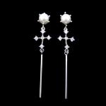 9 X 42 MM Thin And Long Drop Earrings Made Of 925 Silver For Mature Woman