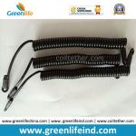 Retracted Black Short Length Coiled Tool Coiled Lanyard