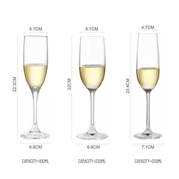 Clear Bulk Glassware Hand-Blown Crystal Champagne Flutes 7.5oz (Set of 6) for Hospitality/Gifting