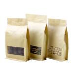 Clear Stand up Flat Bottom kraft paper k bags with clear window