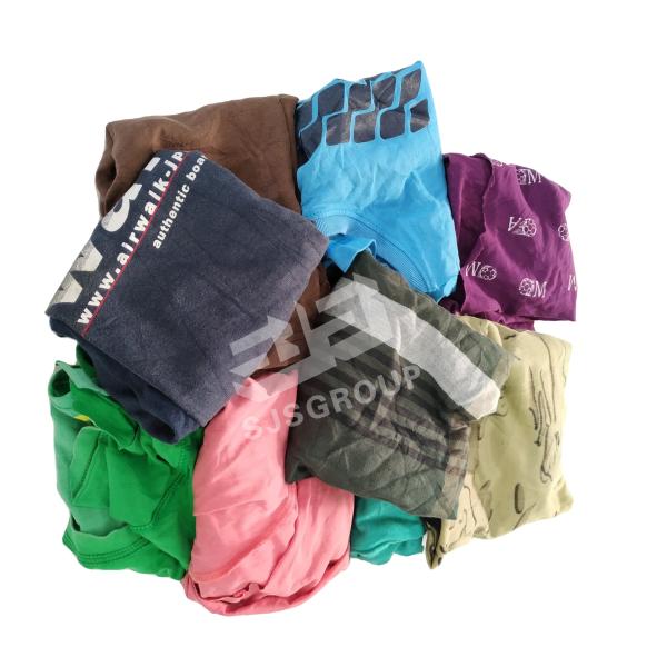 High absorbency Cut T-shirt Rags Mixed Coloured 100% Cotton Waste Rags
