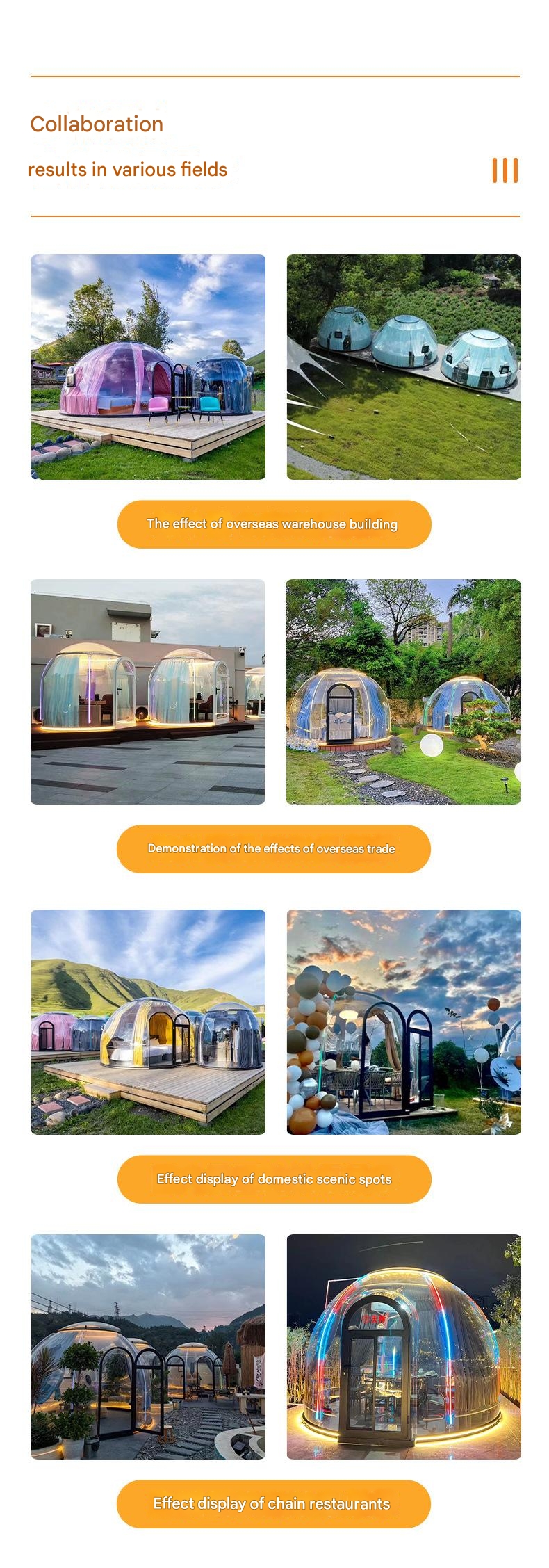 Transparent PC Dome Spherical Dining Room in Steel Structure Bubble House for Star Gazin