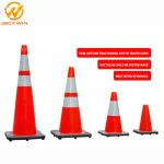 28 Inch Orange Pvc Traffic Safety Cones With Reflective Collar , Flexible Rubber