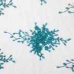 Green Color Teal Spirit Floral Bridal Beaded Lace Fabric On Mesh 100% Polyester