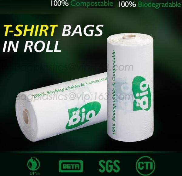 PBAT+PLA 100% compostable bio degradable vest shopping bags, Carrier Small