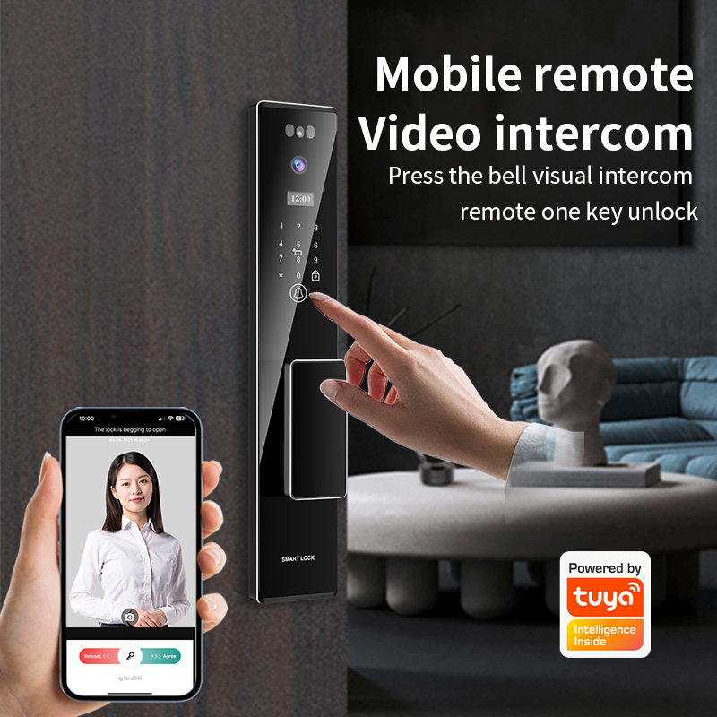 Qleung S555Max Face ID Video Intercom Fingerprint Recognition Card Key Code Tuya App Remote Control Smart Door Lock