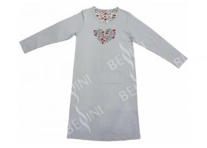 Wholesale 65% Polyester 35% Cotton Ladies Night Dresses Sleepwear Grey Color Classic Style from china suppliers