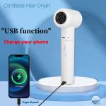 Portable 450W Cordless Hair Dryer with 48000mAh Big Battery Capacity Compact