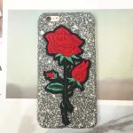 Sparkling Embroidery Roses Back Cover Cell Phone Case For iPhone 7 6s Plus