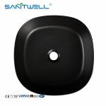 Matte Black Ceramic Basin Vessel Sink Round Washing Basin Above Counter Basin