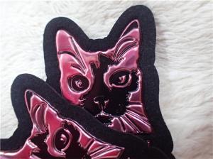 Wholesale Durable Embossed Leather Patches Red TPU Logo / Leather Clothing Labels from china suppliers