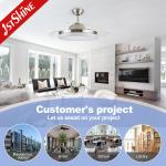 220V 50Hz Retractable Blades Ceiling Fan With 3 Color LED Light