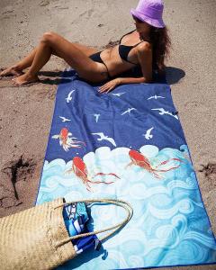Wholesale Bulk Custom Screen Printed Logo Beach Towel Opp Bag Packaging from china suppliers