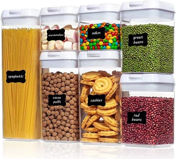 7 Pieces BPA Free Airtight Food Storage Containers Plastic Cereal Containers