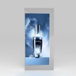 Beauty Store Counter Grey Wooden Display Cabinet With Led For Branding Shop